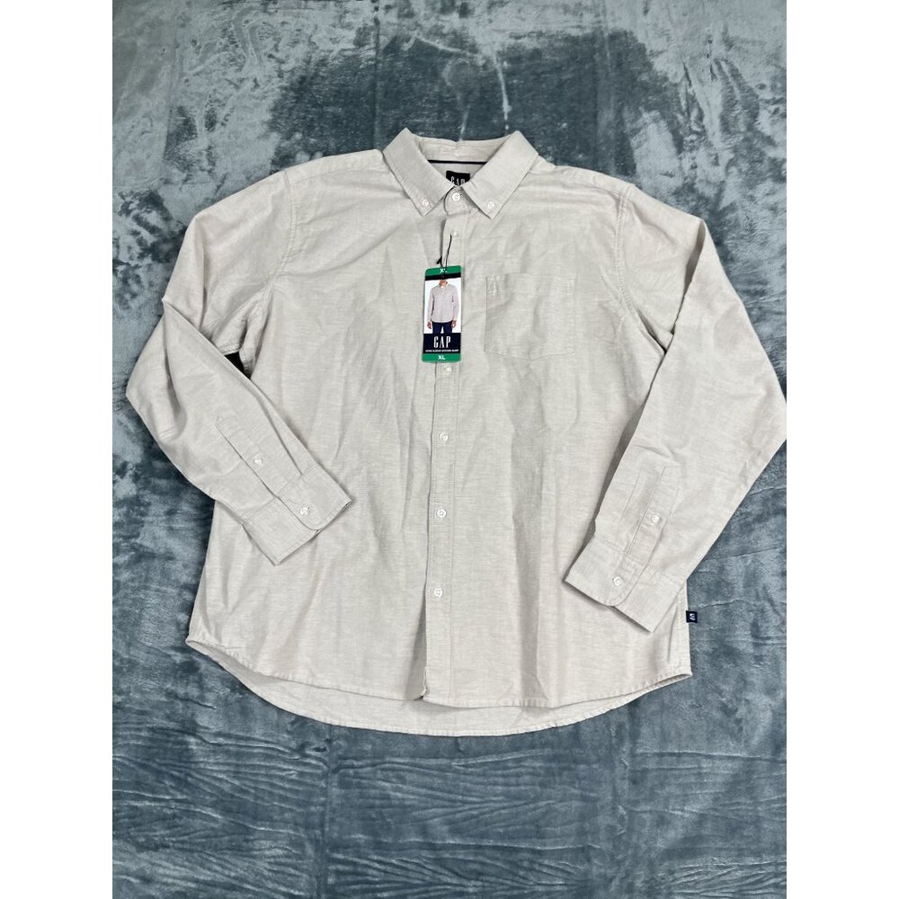 Gap Mens Long Sleeve Oxford Shirt Beige XL